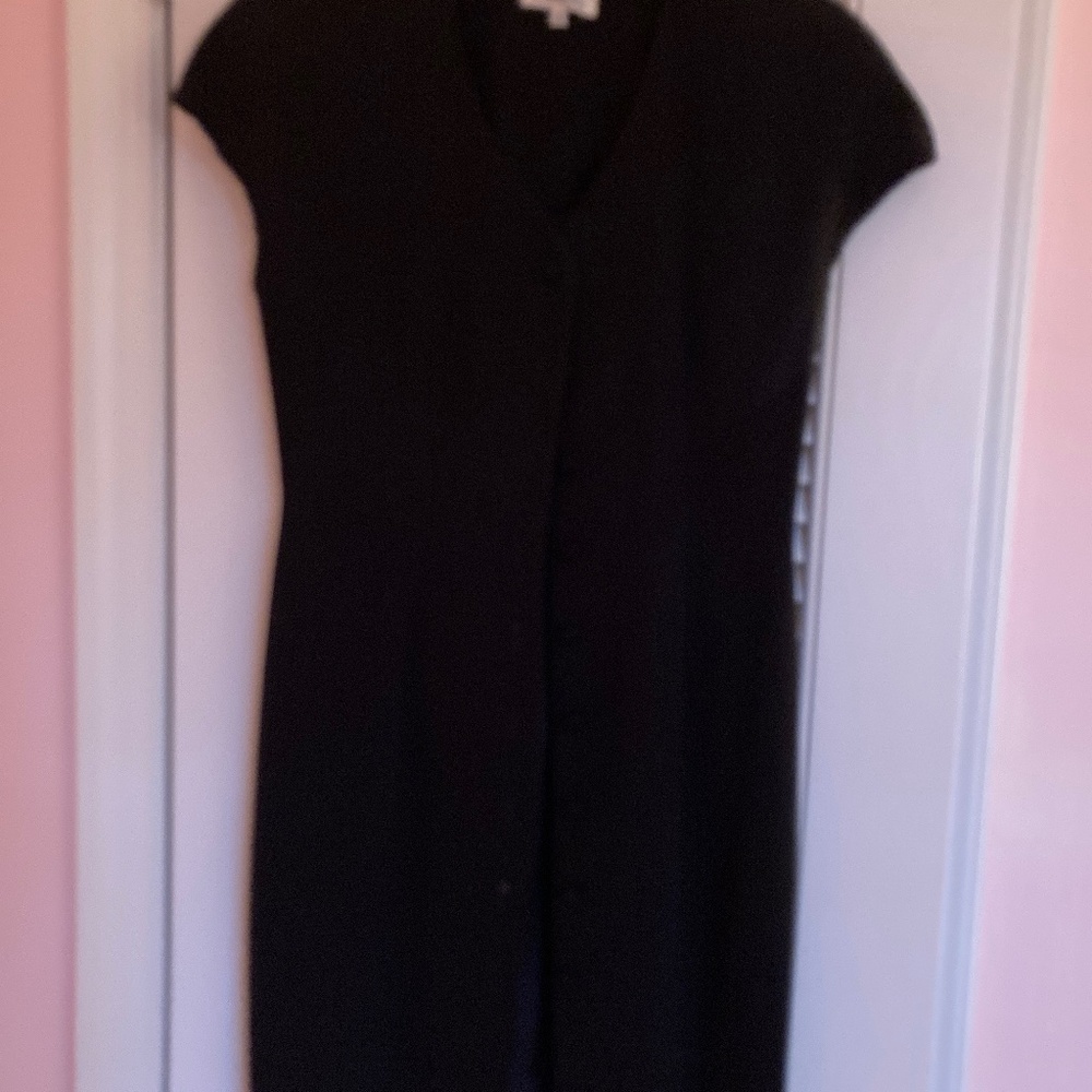 Black Ann Taylor Dress with buttons (coat style)